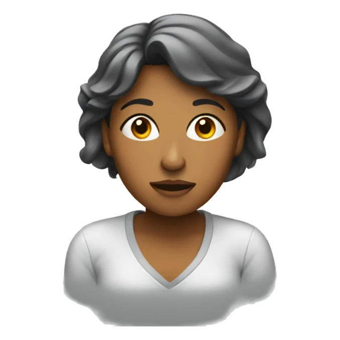 Woman wondering about working sticker