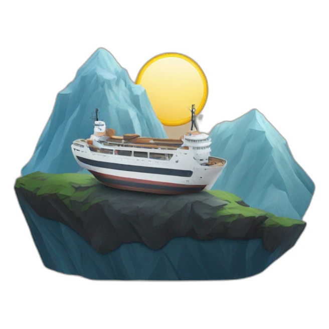 a ship on mountain sticker
