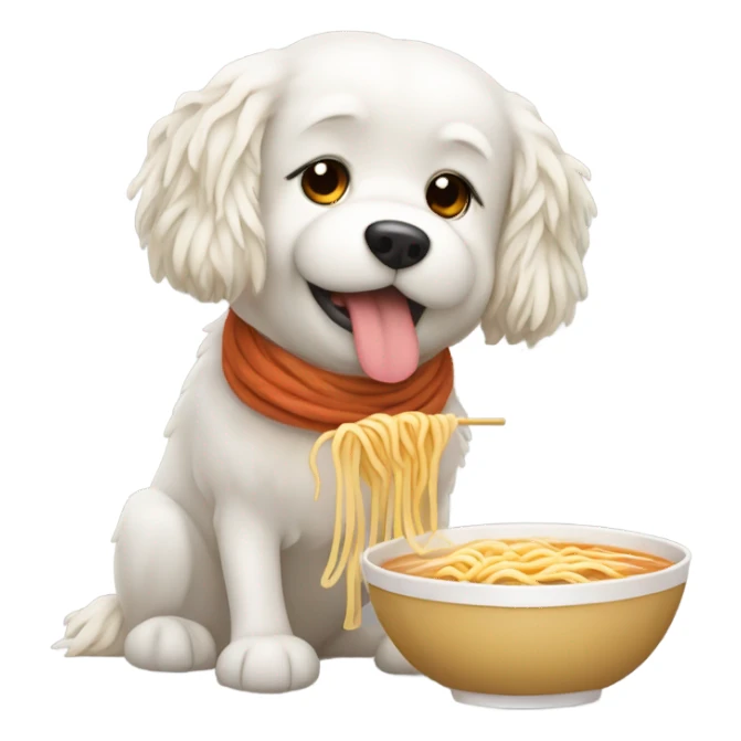 dog eating ramen sticker