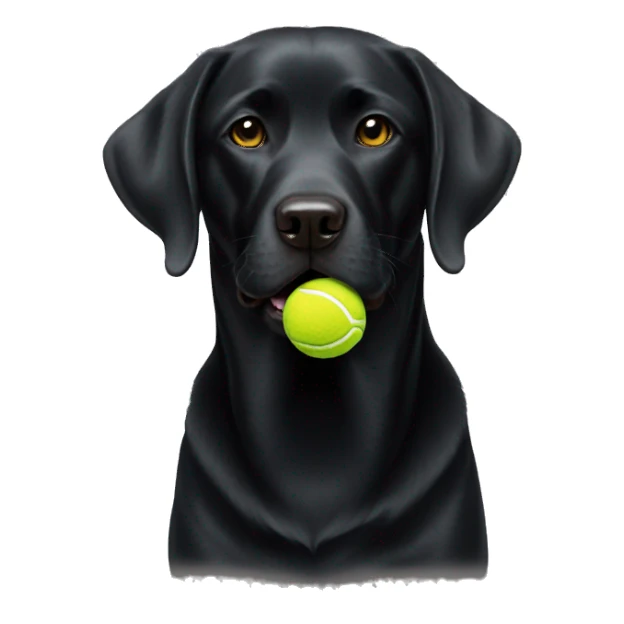 Black lab with tennis ball sticker