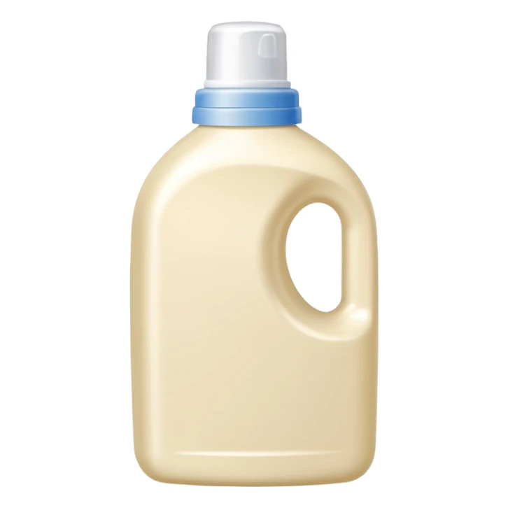 detergent bottle, cream colored, small white cap sticker