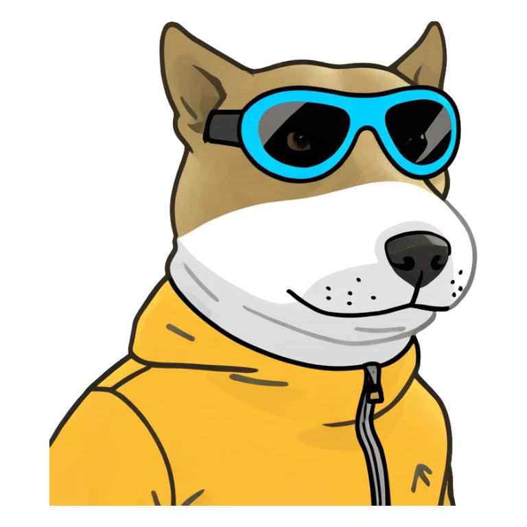 A dog wearing a ski mask sticker