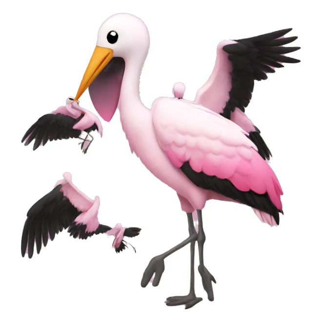 Pink Stork with 4 black babies  sticker