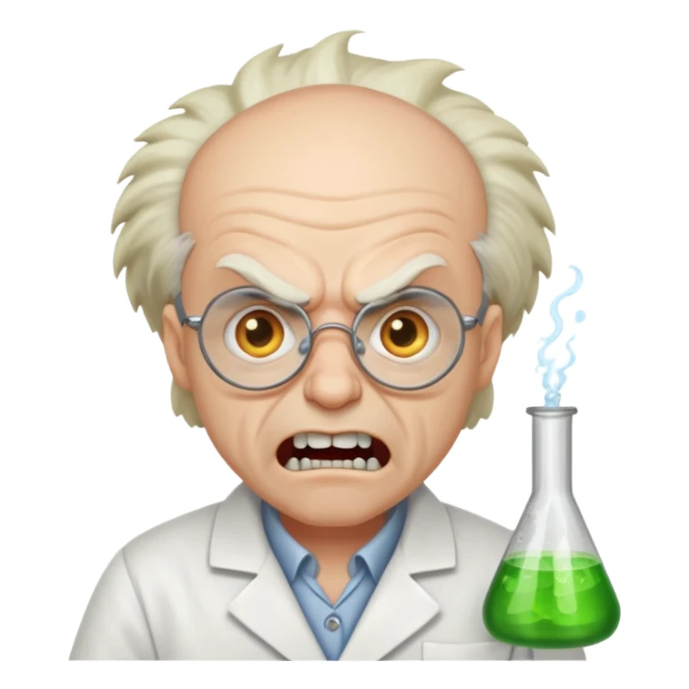 Angry balding Snaggletoothed mad scientist sticker