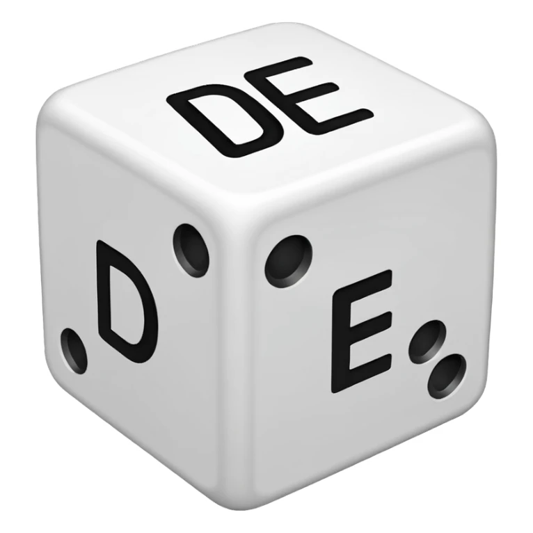 create a dice with der die das written on each visible side sticker