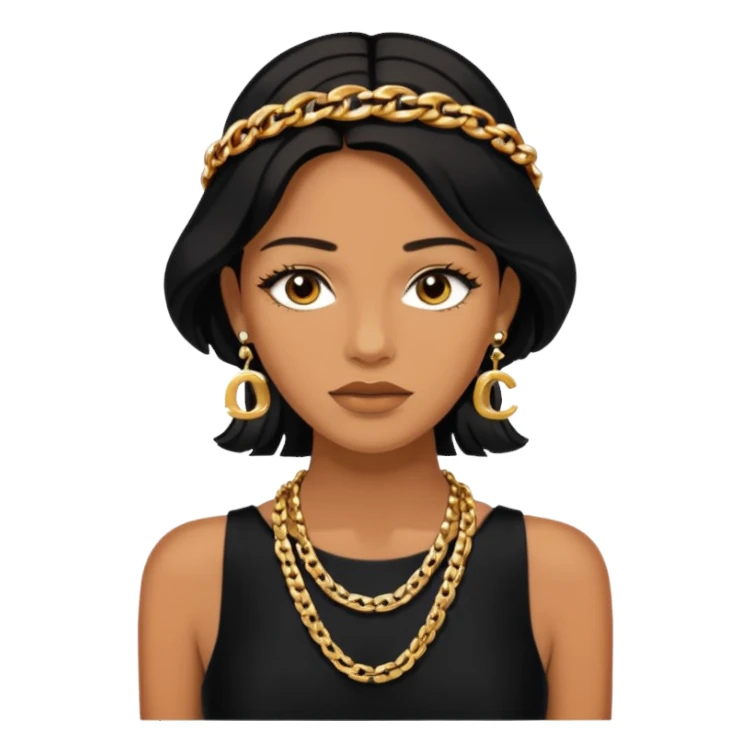 chanel black dress with gold chains sticker