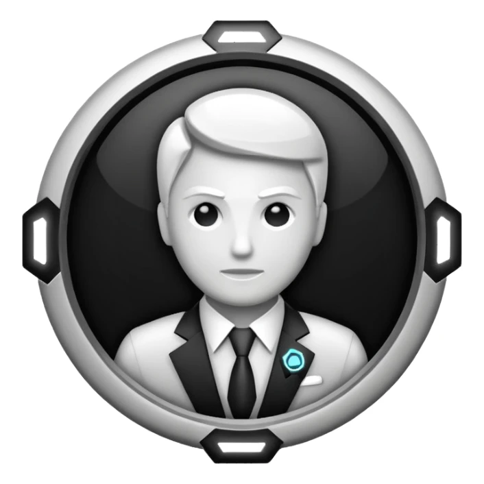 Administrator black white glowing logo icon transparent background sticker