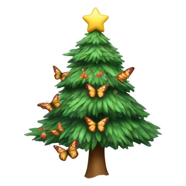 Christmas tree with butterflies sticker