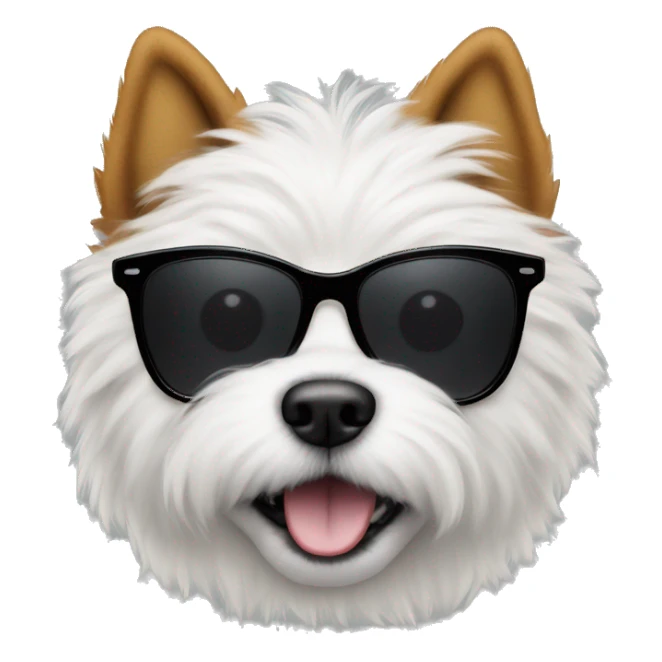 Fluffy dog with sunglasses sticker