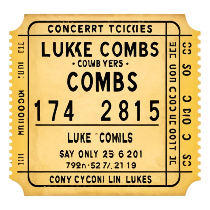 yellow luke combs concert ticket sticker