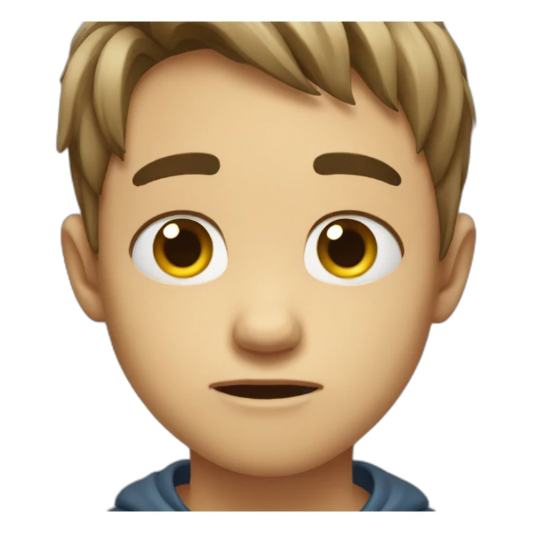 crying boy with lovely face sticker