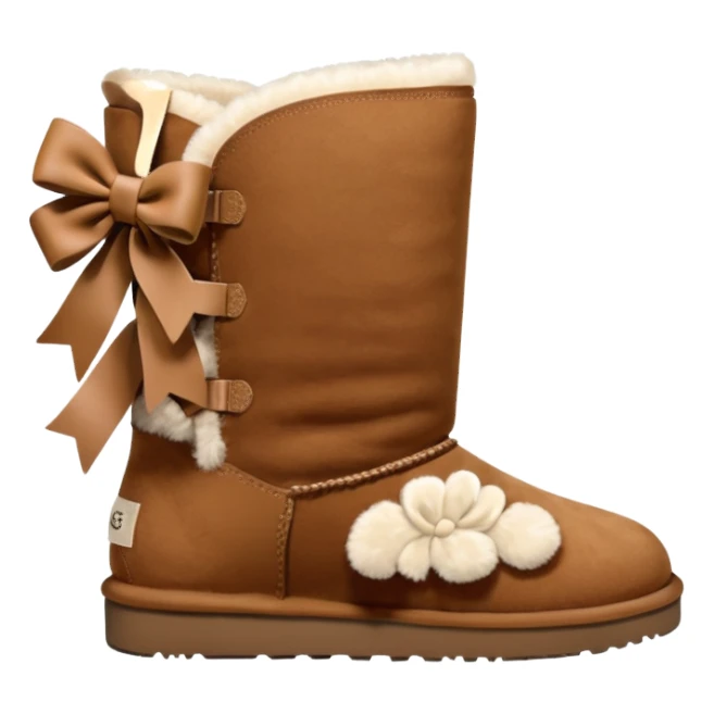 ugg boots that are ankle hight with a cheat bow on the back sticker