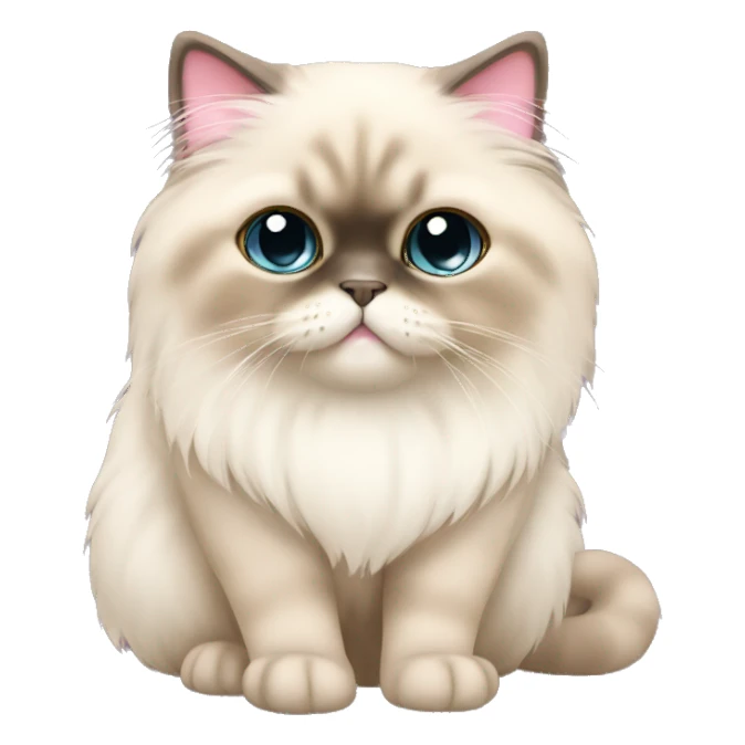 cute himalayan cat with light pink bow in ear sticker