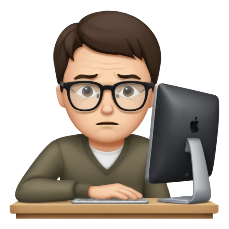a man in front of a computer annoyed  sticker