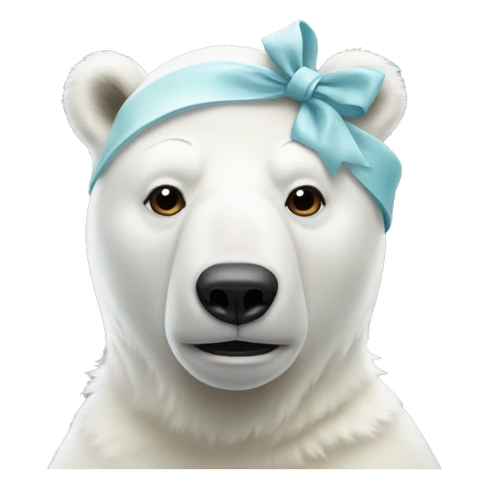 White polar bear with bow on head sticker