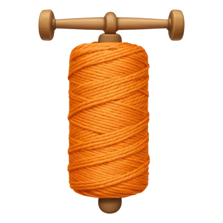 orange yarn on a bobbin sticker