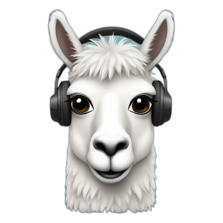 llama wearing headphones working on a macbook sticker