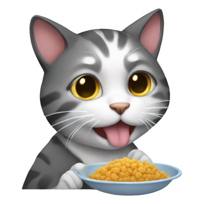 Cat eating food  sticker