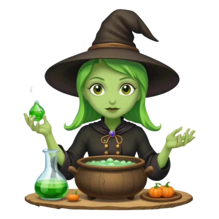 green witch cooking potion sticker