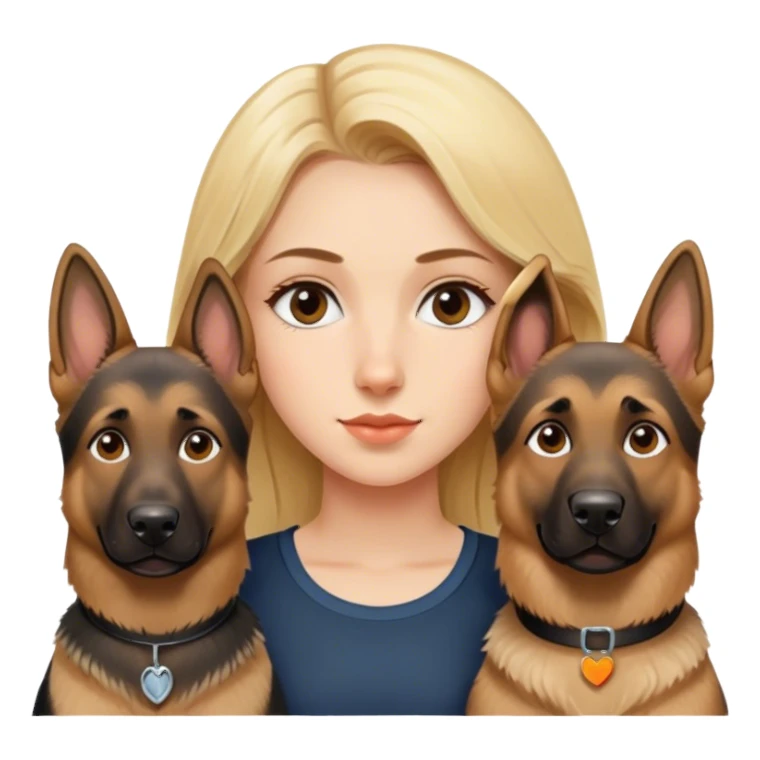 Blonde girl with two German shepherds sticker