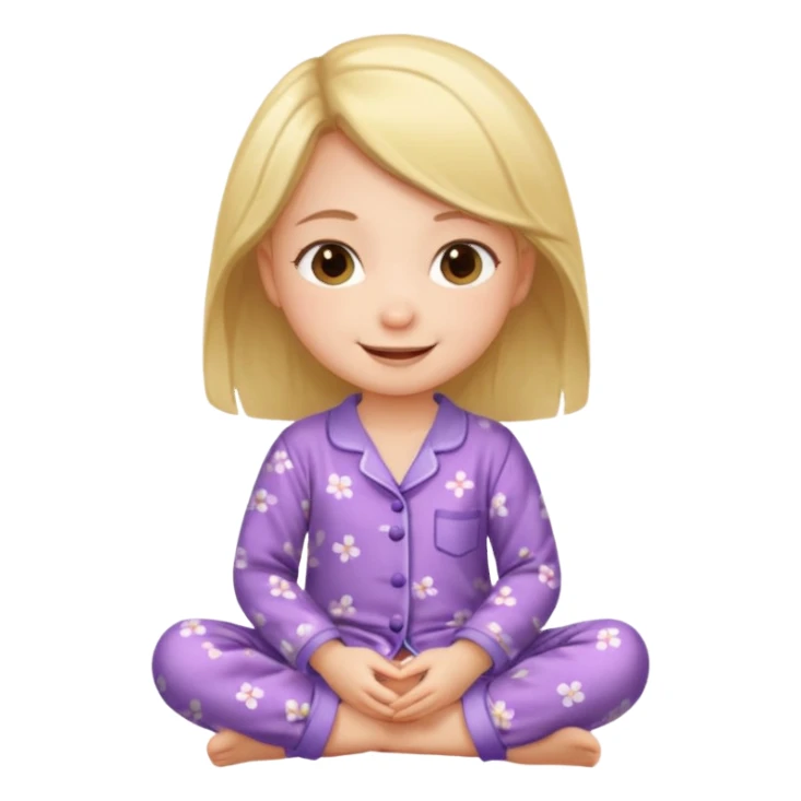 girl kid wearing cure pyjama sitting sticker