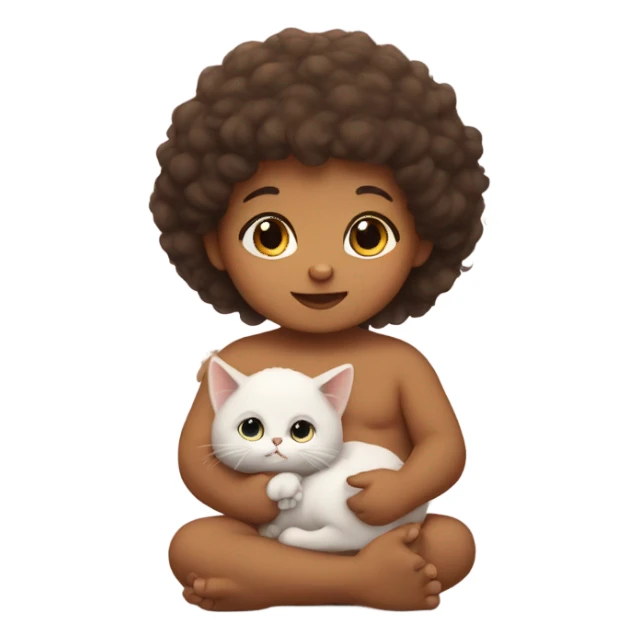 Baby holding a cat sticker