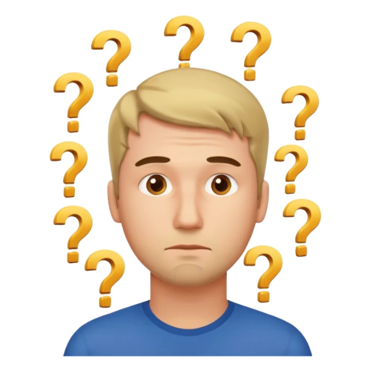 man think with question marks  sticker