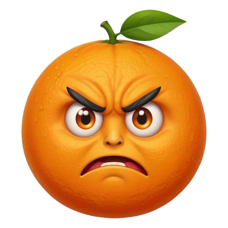 an angry orange sticker