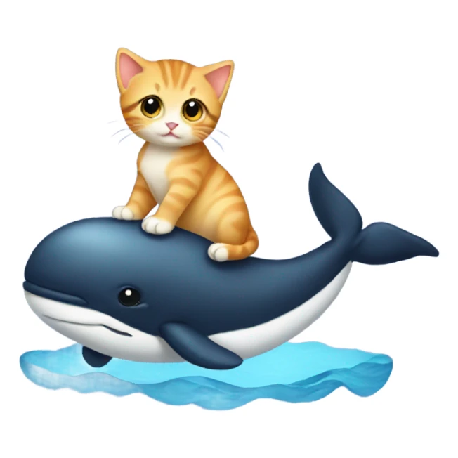 Kitten riding a whale sticker