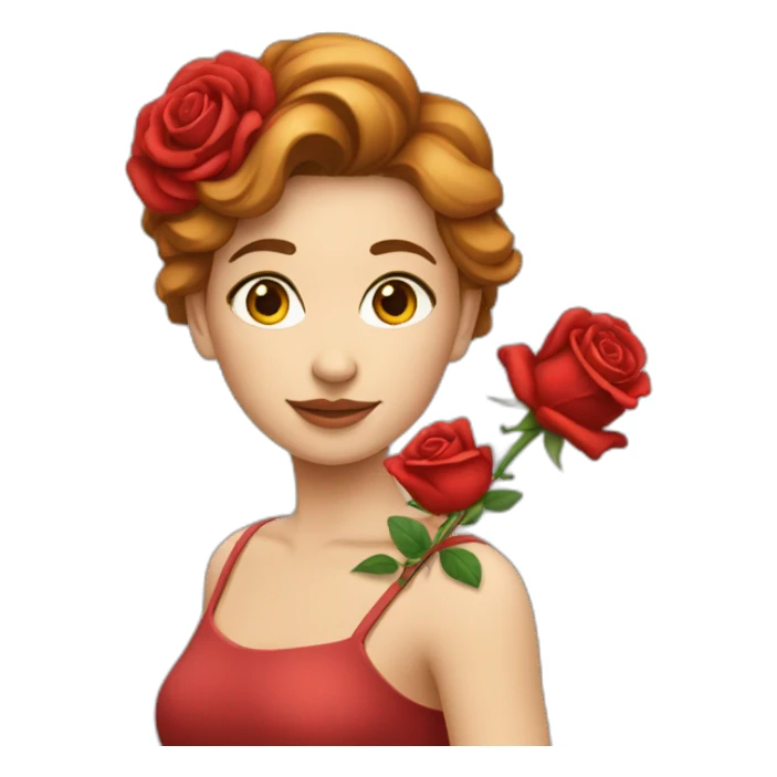 Fille qui donne une rose rouge sticker