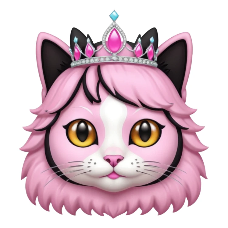 black cat with a pink tiara sticker