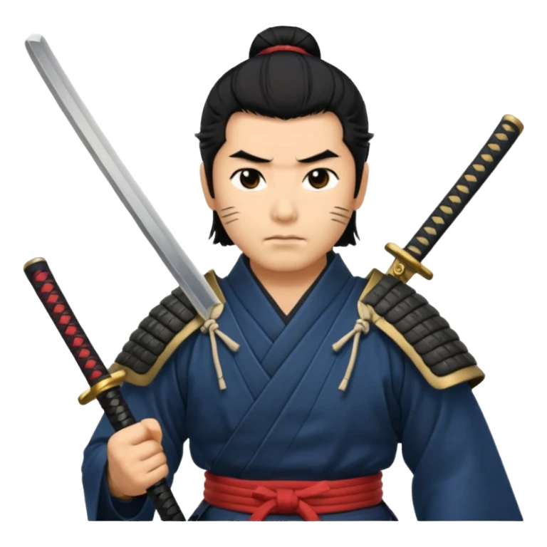 man samurai holds katana, still pose. sticker