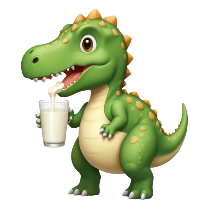 A dinosaur drinking milk sticker