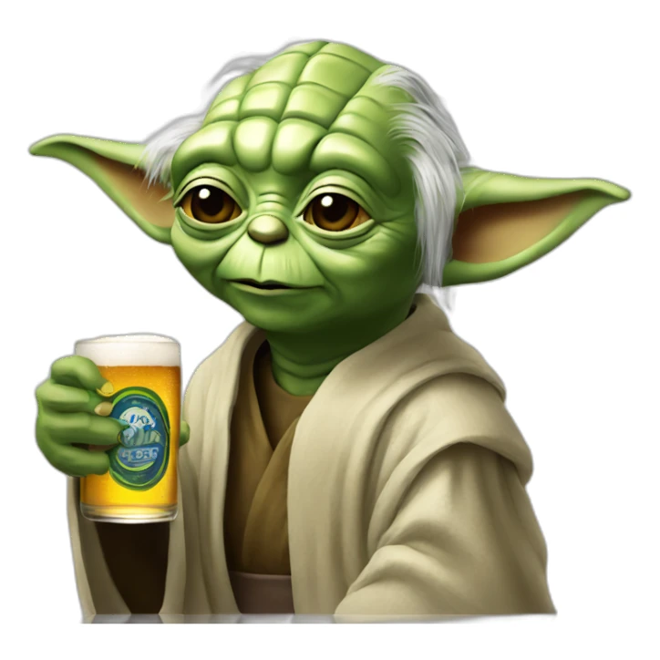 yoda drinking beer sticker