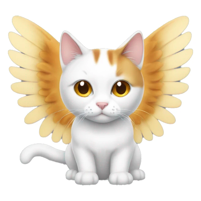 white and ginger cat with angel wings sticker
