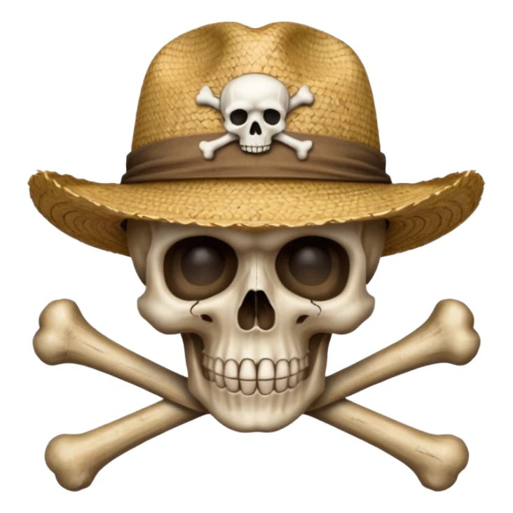 Skull and crossbones wearing a straw hat sticker