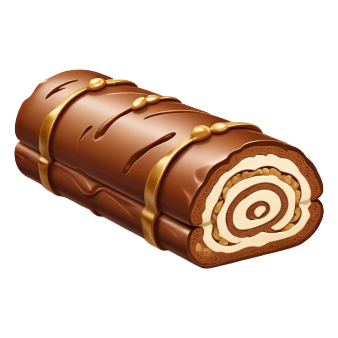 Chocolate-Nougat-Marzipan Log roll with walnuts sticker