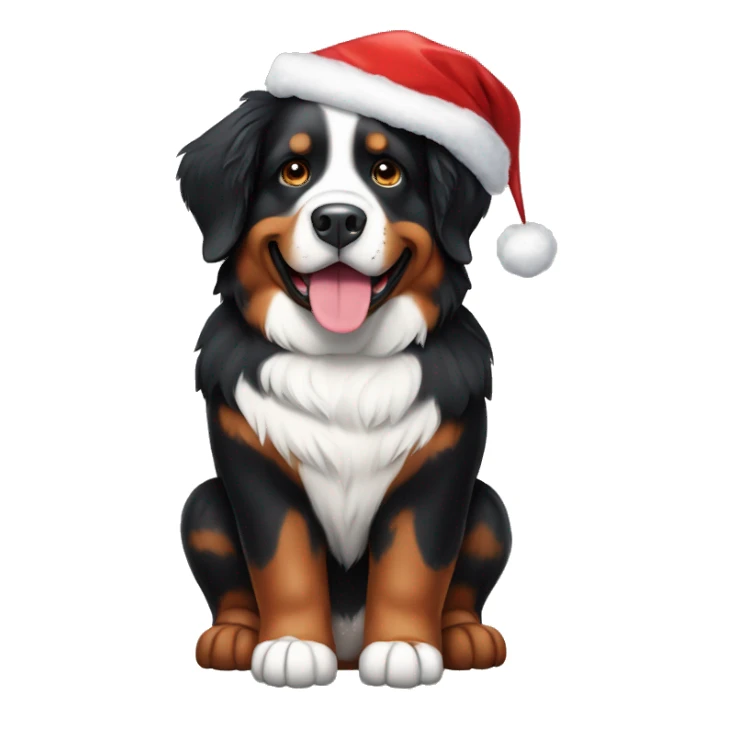 bernese mountain dog with christmas hat sticker