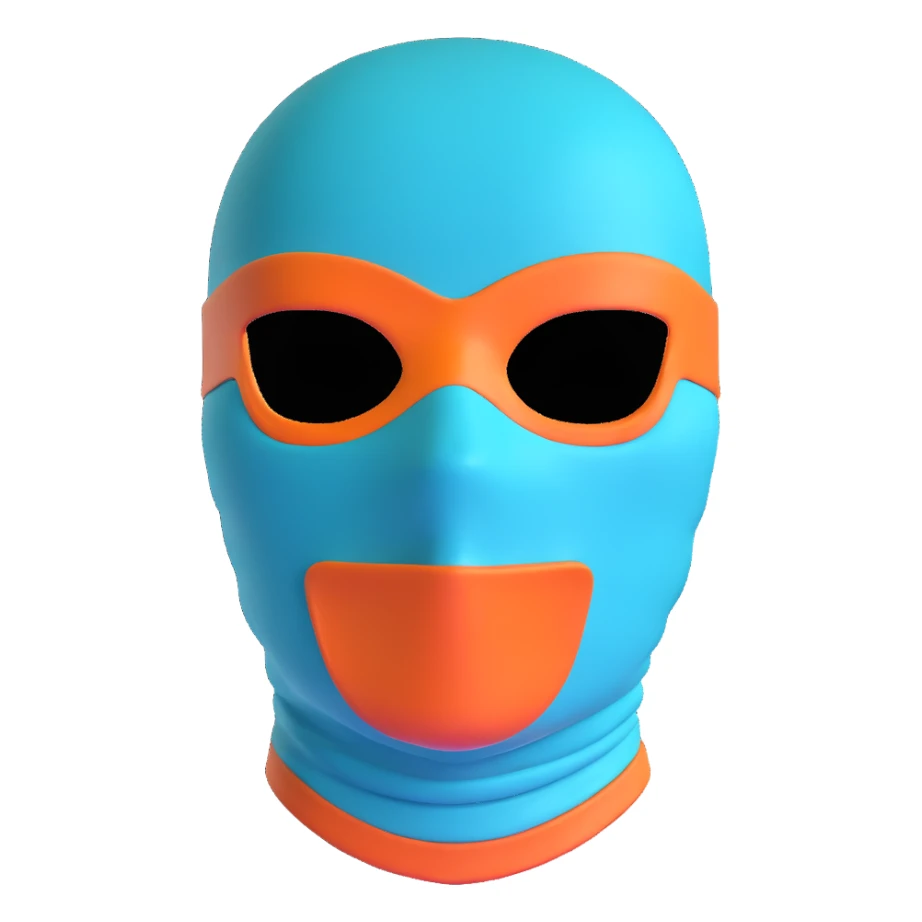 teal and orange ski mask sticker