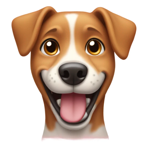 Dog smiling with heart sticker