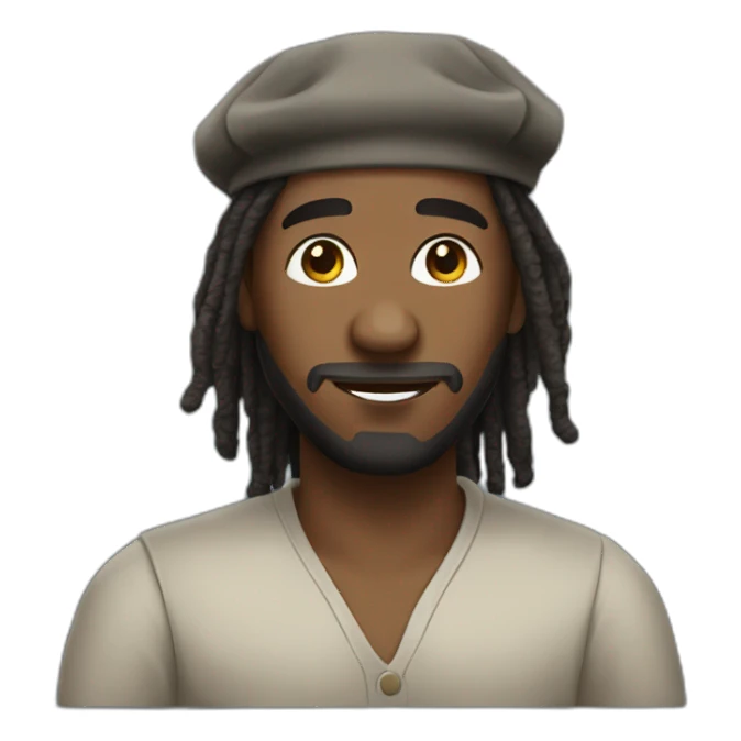 A black man with dread locks wearing a kippa sticker