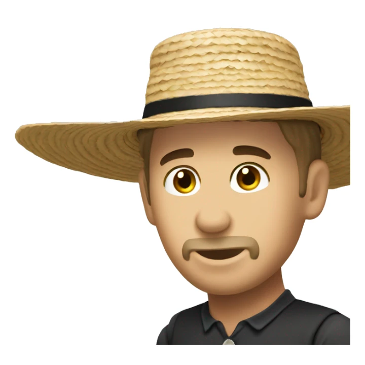 white skin amish man straw hat sticker