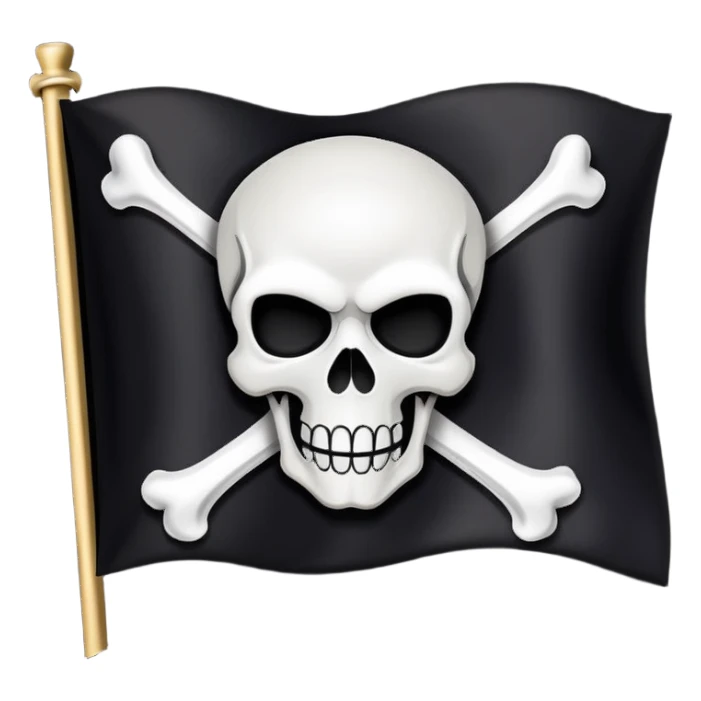 simple pirate flag with skull on black background sticker