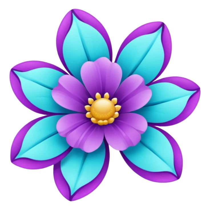 glitter purple and cian flower sticker