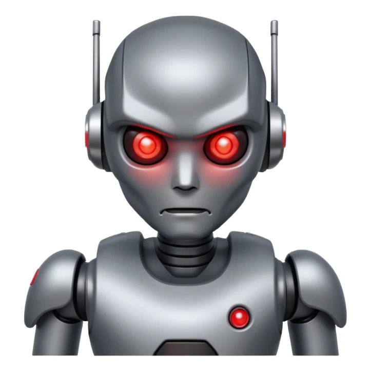 An AI humanoid robot looking evil and looking angry sticker