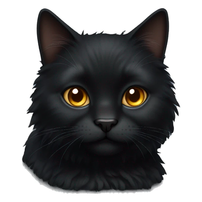 black fluffy cat with brown eyes  sticker