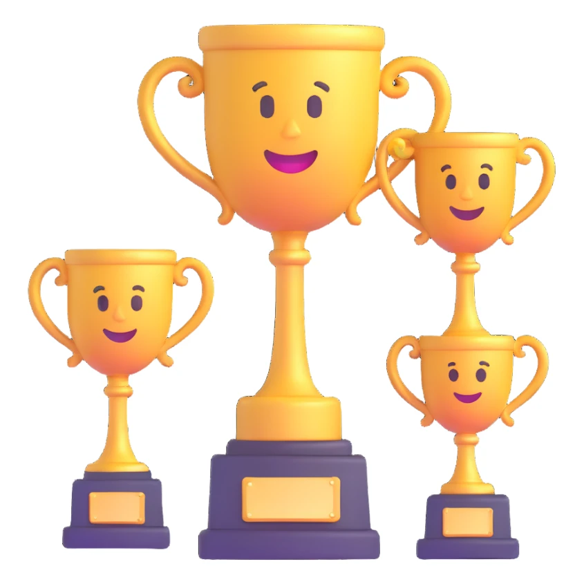 3 trophy emoji holding a trophy sticker