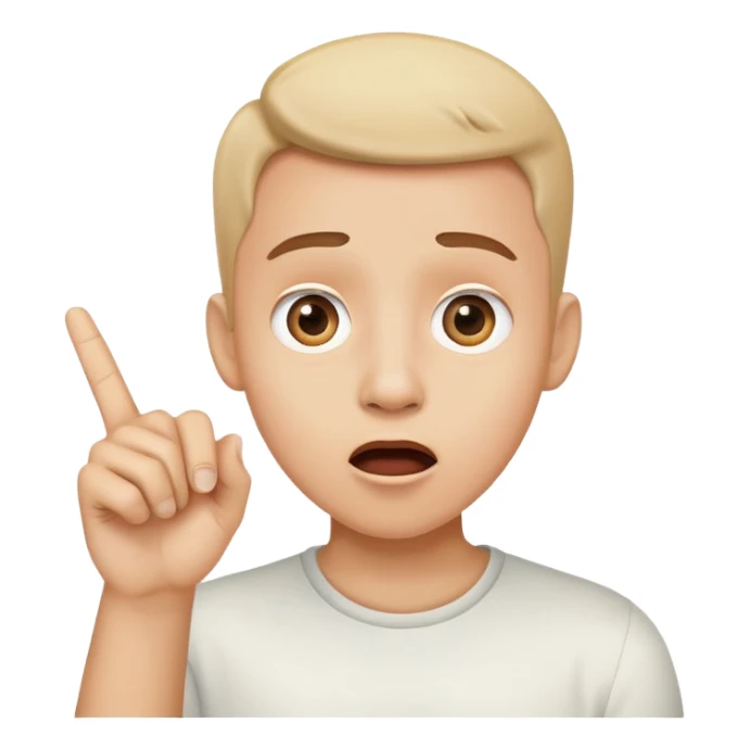 surprised face with finger pointed to it sticker