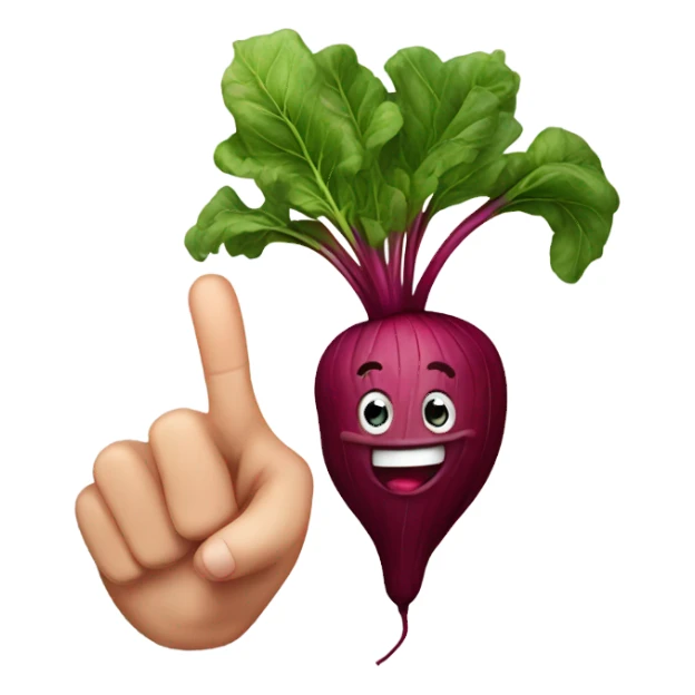 happy beetroot showing finger up sticker