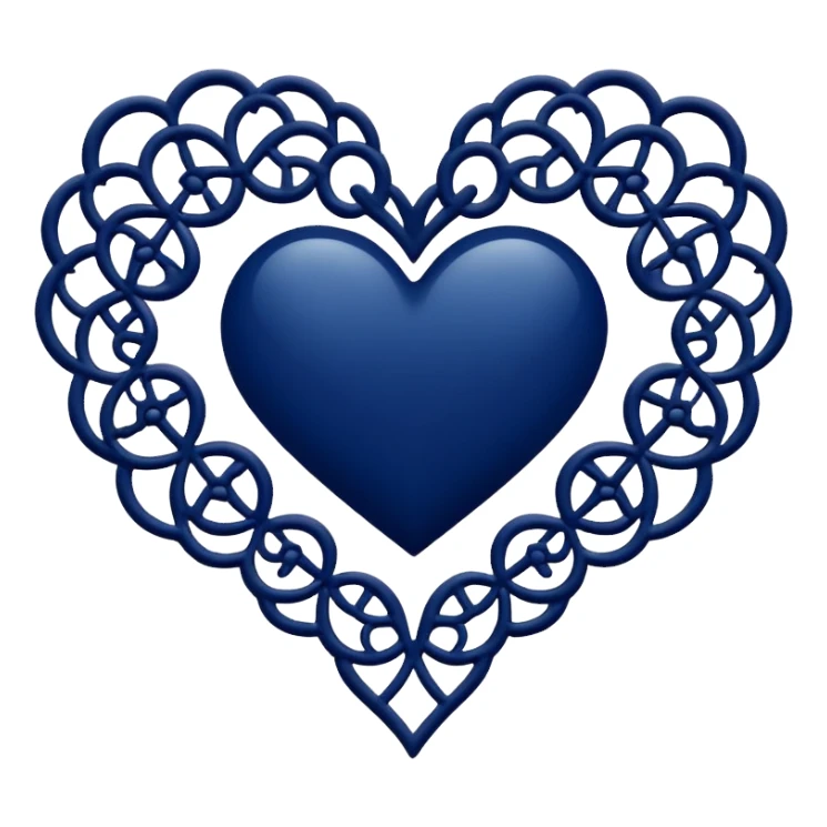 Navy blue heart lace sticker